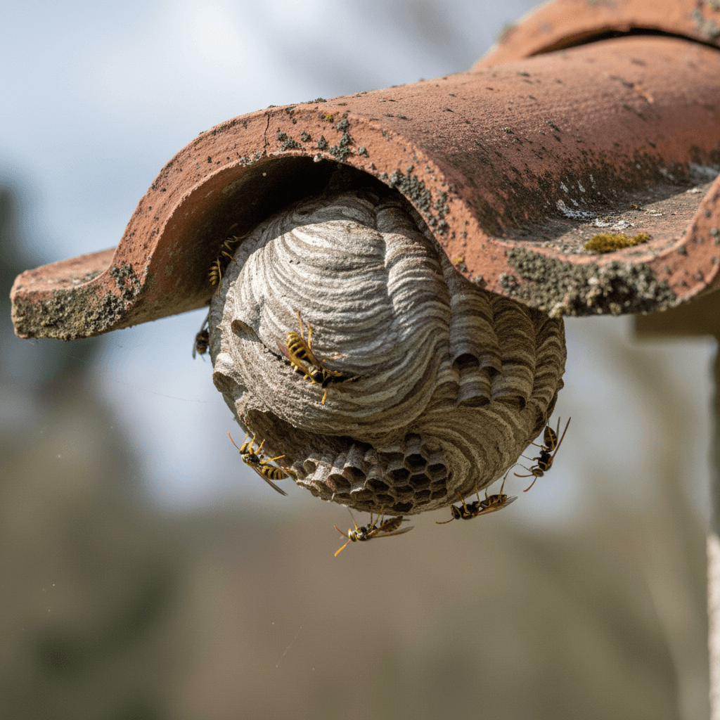 Wespennest am Dachstuhl